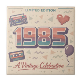 1985 ビンテージ 誕生日 セラミックタイル - レトロ 80s