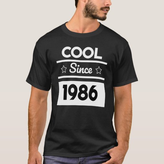 1986カッコいい年からの誕生日デザイン Tシャツ (正面)