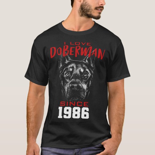 1986年からドーベルマンが好き Tシャツ (正面)