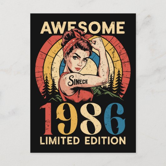 1986年からAwesome 40歳の誕生日おめでとう  ポストカード (正面)