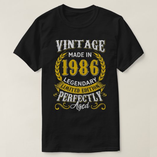 1986年に作られたヴィンテージ伝説的な35誕生日ギフト Tシャツ (デザイン正面)