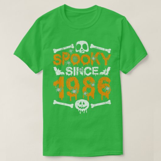 1986年不気味以来Screary Skeleton 36th誕生日Hal Tシャツ (デザイン正面)