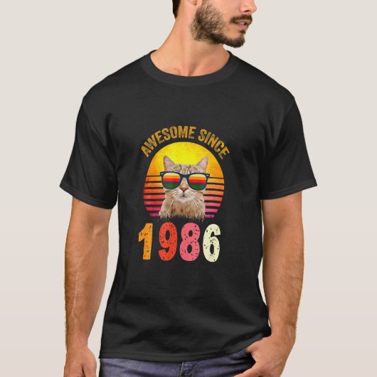 1986年以来36時間誕生日素晴らしヴィンテージ猫 Tシャツ (正面)