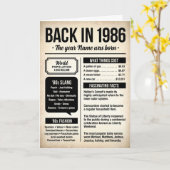 1986年生まれのための40歳の誕生日おもしろ豆知識カード カード (黄色い花)