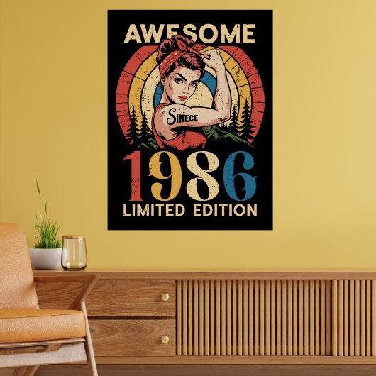 1986年生まれの素晴らしい40歳の女性のためのバースデーグッズ ポスター (リビング2)