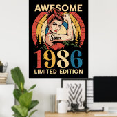 1986年生まれの素晴らしい40歳の女性のためのバースデーグッズ ポスター (ホームオフィス)