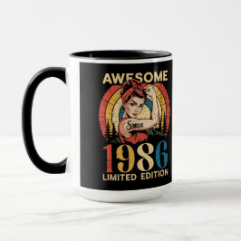 1986年生まれレトロ40代女性の誕生日お祝い マグカップ