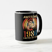 1986年生まれレトロ40代女性の誕生日お祝い マグカップ (正面右)