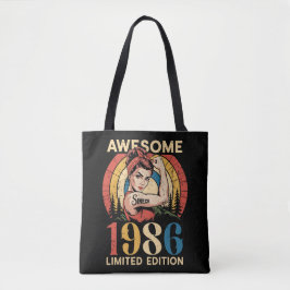 1986年生まれレトロ40歳の女性の誕生日おめでとう トートバッグ