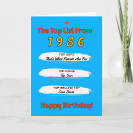 1986年誕生日ランキングトップリスト カード