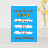 1986年誕生日ランキングトップリスト カード (黄色い花)