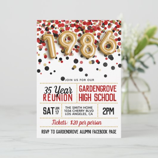 1986年高校懇親会 招待状 (スタンド正面)