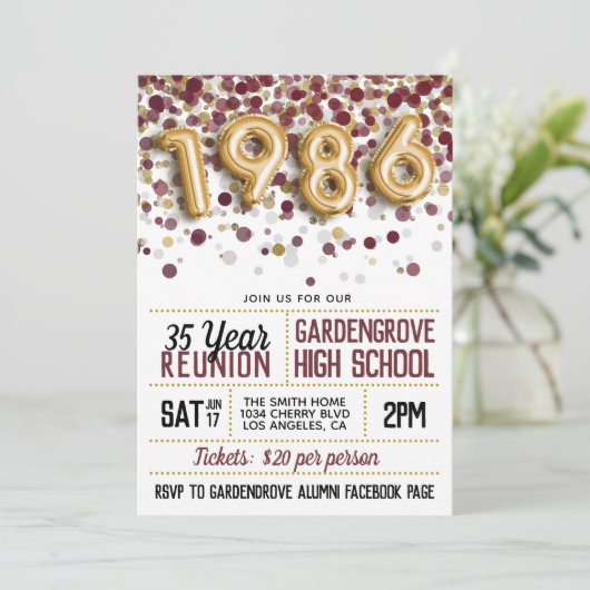 1986年高校懇親会 招待状 (スタンド正面)