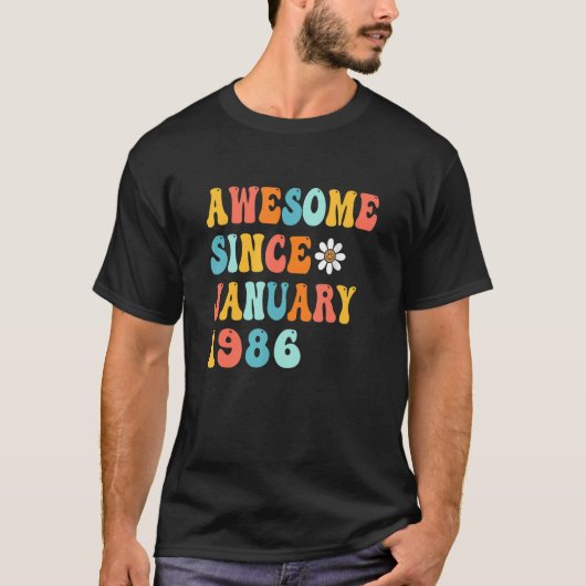 1986年1月以素晴らし降37回目の誕生日プレゼント Tシャツ (正面)