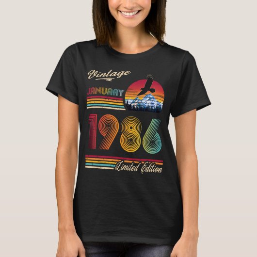 1986年1月生まれの40歳の誕生日 Tシャツ (正面)