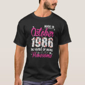 1986年10月以素晴らし降36誕生日フローラPr Tシャツ (正面)