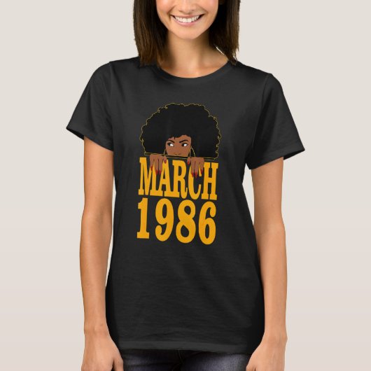 1986年3月36誕生日36歳黒人女性 Tシャツ (正面)
