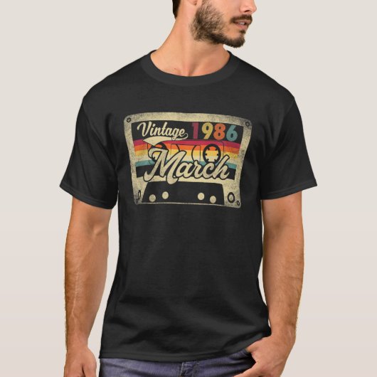 1986年3月36th誕生日ギフトヴィンテージカセットRet Tシャツ (正面)