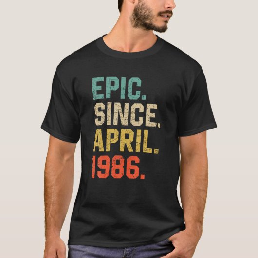 1986年4月以来の叙事詩メンズウィメンズヴィンテージ36th誕生 tシャツ (正面)