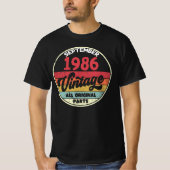1986年9月ヴィンテージオールオリジナル誕生日ギフト Tシャツ (正面)