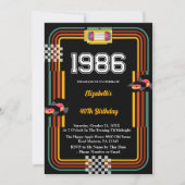 1986年 レトロカセットディスコ40歳の誕生日 招待状 (正面)