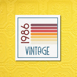 1986年 レトロ ストライプ サン 40歳の誕生日 スタンダードランチョンナプキン