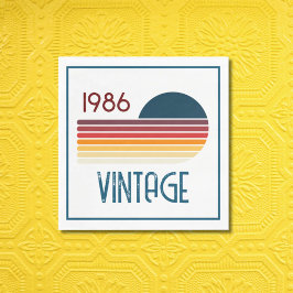 1986年 レトロ ストライプ サン 40歳の誕生日 スタンダードランチョンナプキン