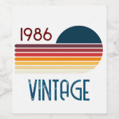 1986年 レトロ ストライプ サン 40歳の誕生日 ワインラベル (シングルラベル)