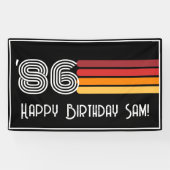 1986年 レトロ ストライプ サン 40歳の誕生日 横断幕 (横)