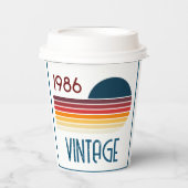 1986年 レトロ ストライプ サン 40歳の誕生日 紙コップ (正面)
