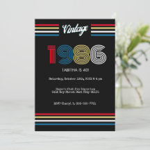 1986年 レトロ 40歳の誕生日パーティー招待状