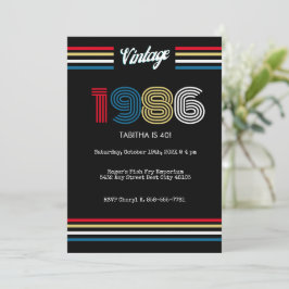 1986年 レトロ 40歳の誕生日パーティー招待状 招待状