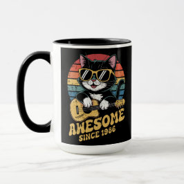 1986年 誕生日 レトロ 猫好き ウクレレ 40歳の誕生日 マグカップ