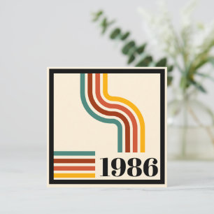 1986年 誕生日 60歳 レトロ ストライプ ヴィンテージ 招待状