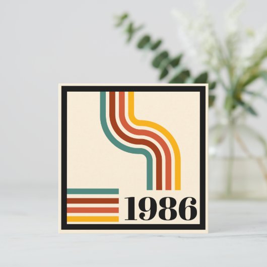 1986年 誕生日 60歳 レトロ ストライプ ヴィンテージ 招待状 (スタンド正面)