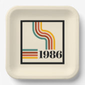 1986年 40歳の誕生日 レトロ ストライプ柄 ペーパープレート (正面)