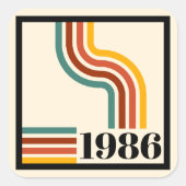 1986年 40歳の誕生日 レトロ ストライプ ヴィンテージ スクエアシール (正面)