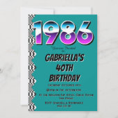 1986年 40歳の誕生日 レトロ ヴィンテージ パーティー 招待状 (正面)