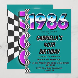 1986年 40歳の誕生日 レトロ ヴィンテージ パーティー 招待状