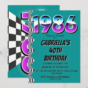 1986年 40歳の誕生日 レトロ ヴィンテージ パーティー 招待状