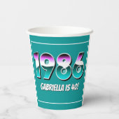 1986年 40歳の誕生日 レトロ ヴィンテージ パーティー 装飾 紙コップ (裏面)