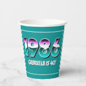 1986年 40歳の誕生日 レトロ ヴィンテージ パーティー 装飾 紙コップ (正面)