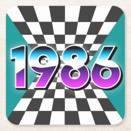 1986年 40歳の誕生日 レトロ ヴィンテージ パーティー 飾り スクエアペーパーコースター