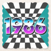 1986年 40歳の誕生日 レトロ ヴィンテージ パーティー 飾り ペーパーコースター (正面)