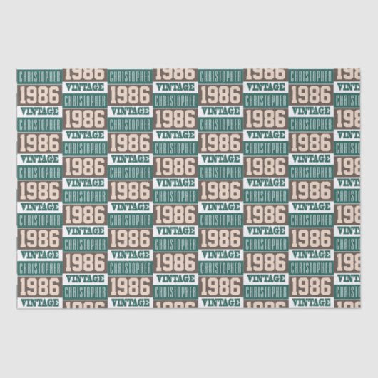 1986生まれ年にクリスチャンの名前で 薄葉紙 (正面)