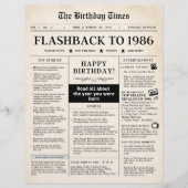 1986生まれ年のおもしろい新聞 (正面)