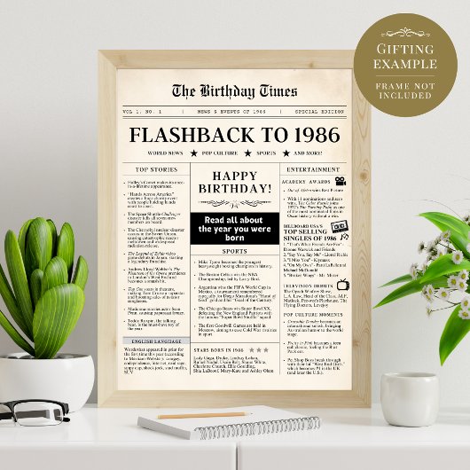 1986生まれ年のおもしろい新聞