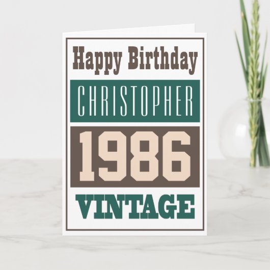 1986生まれ年のグリーティングカード カード (正面)