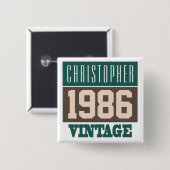 1986生まれ年のヴィンテージパーソナライズされたボタン 缶バッジ (正面&裏面)