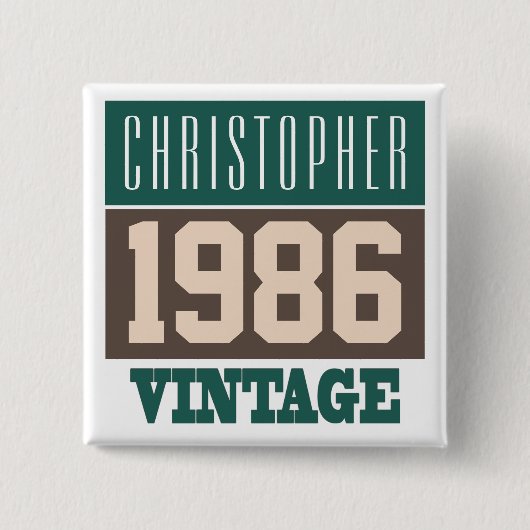 1986生まれ年のヴィンテージパーソナライズされたボタン 缶バッジ (正面)